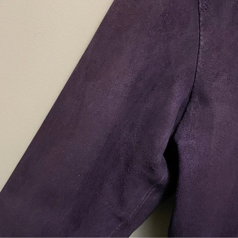 Altea Vintage Purple Suede Leather Bomber Jacket Women’s Italian 40 or Small - Picture 4 of 14